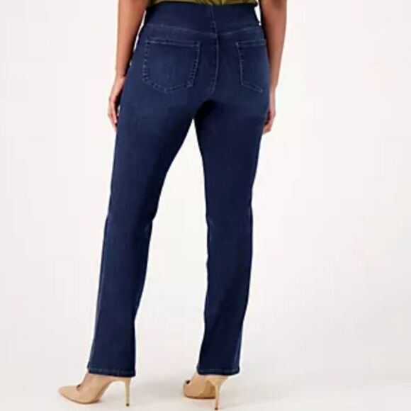 NYDJ Sculpt Her Denim Pull-On Straight Jeans Dark Blue Size 14 - Picture 16 of 16